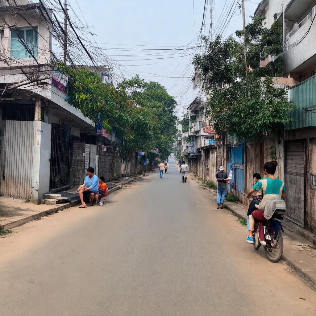 Cuộc sống yên bình, gần gũi tại Phố Thạch Cầu, Long Biên, với những ngôi nhà dân.